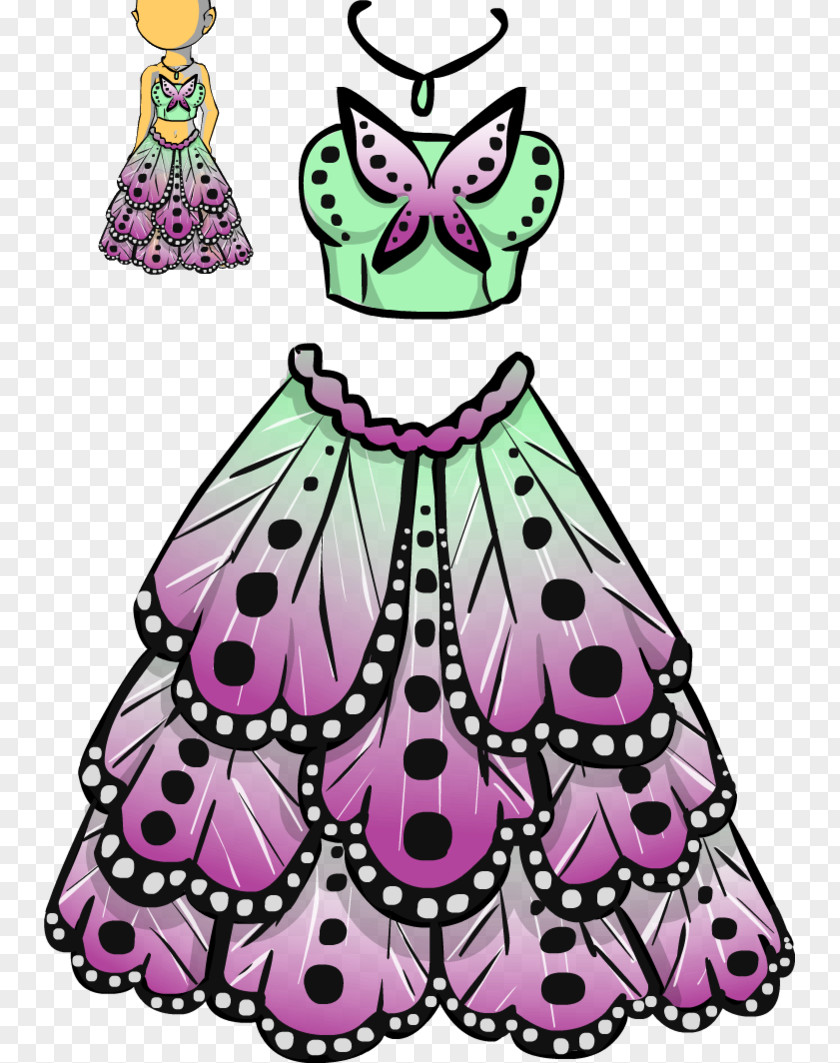 Butterfly Dress Costume Design Cartoon Clip Art PNG