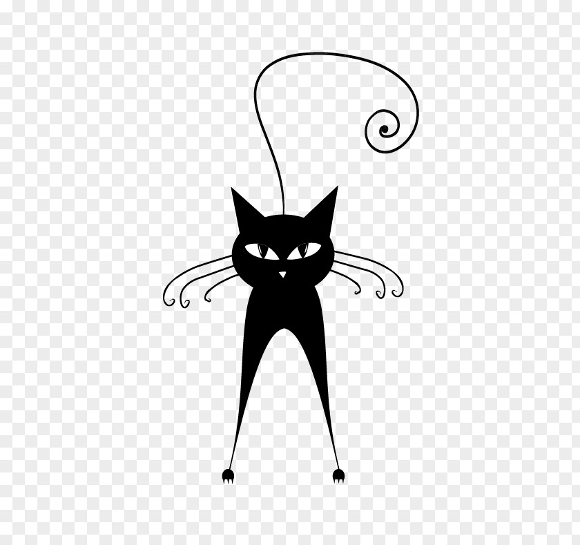Cute Cartoon Black Kitten Cat Silhouette Clip Art PNG