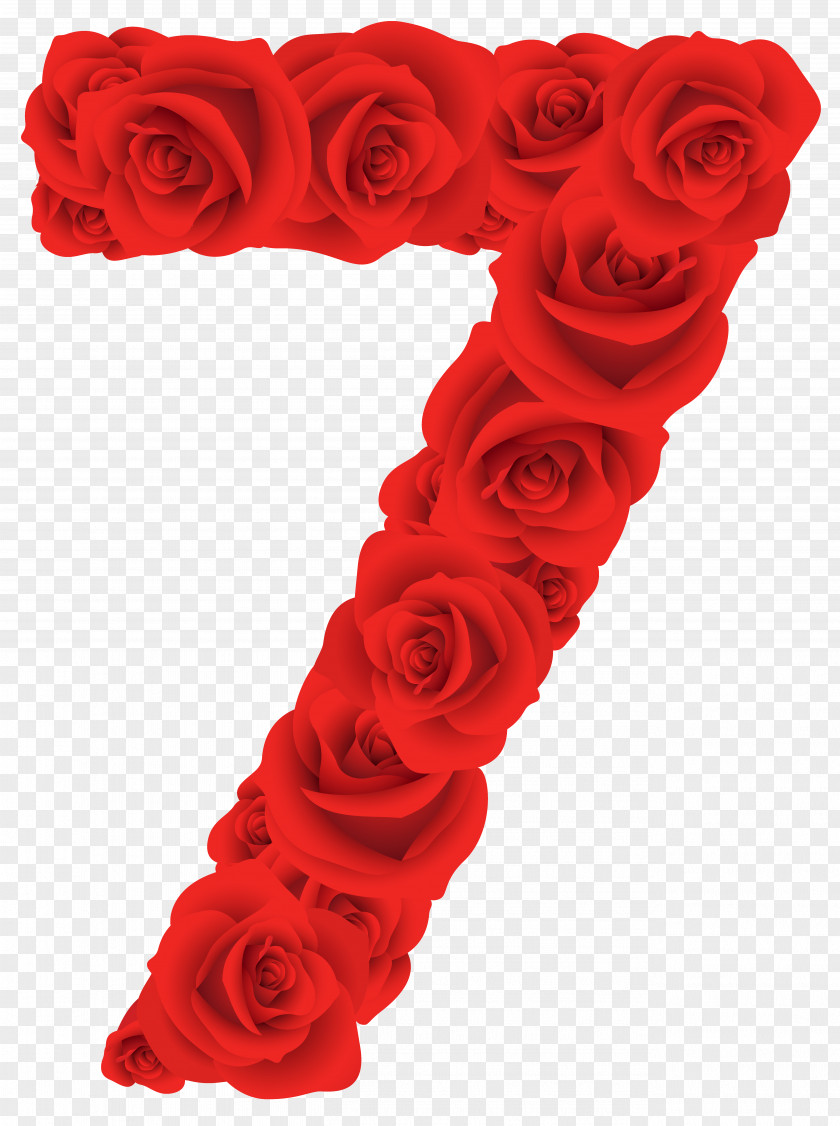 Red Roses Number Seven Clipart Image Clip Art PNG