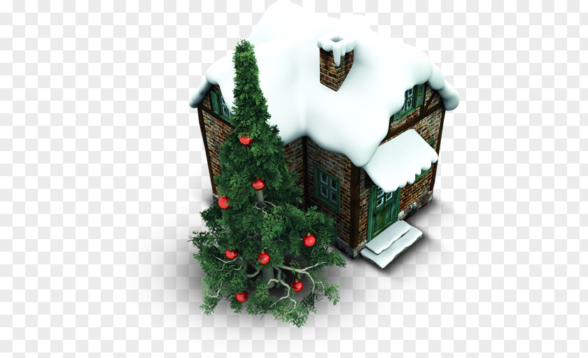 Xmas House Fir Evergreen Christmas Ornament Pine Family Tree PNG