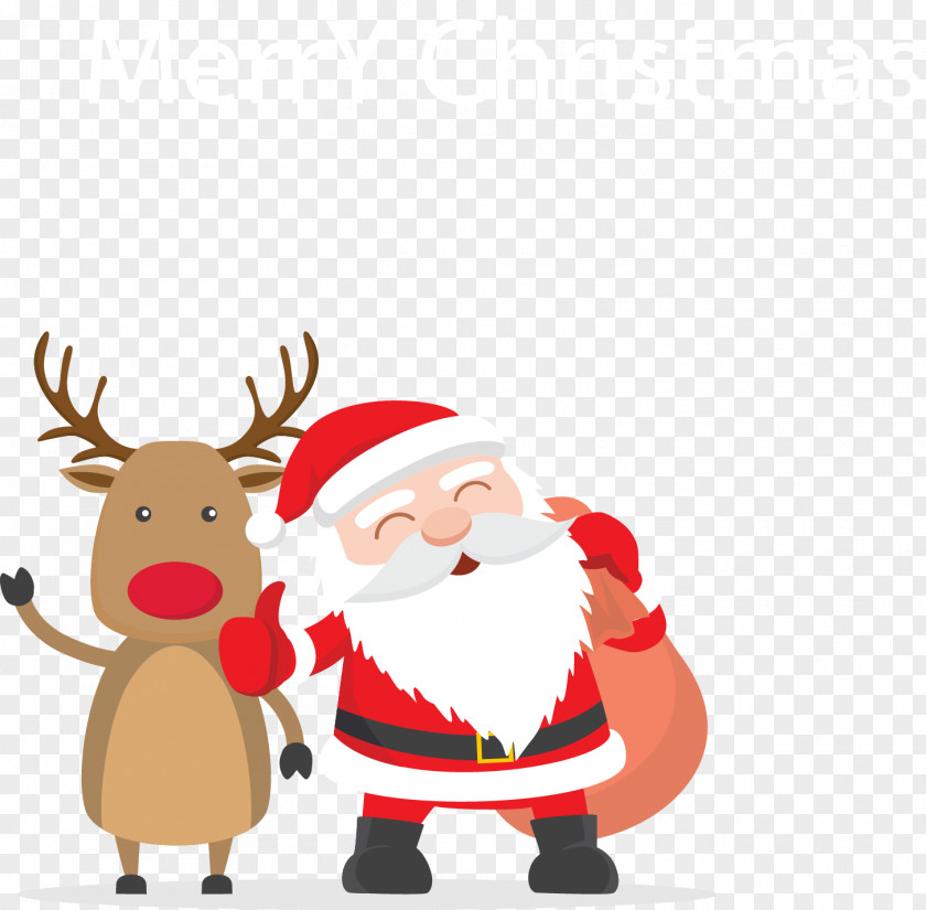 Cartoon Vector Santa Claus Christmas Deer PNG