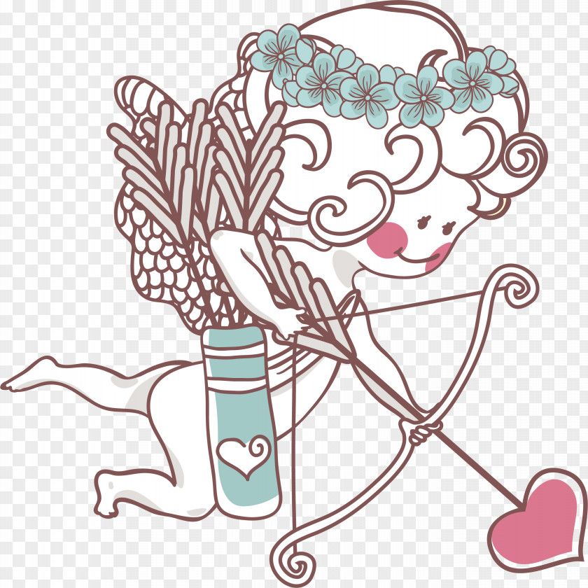 Cartoon Valentine's Day Cupid Female Vector Material Valentines Illustration PNG