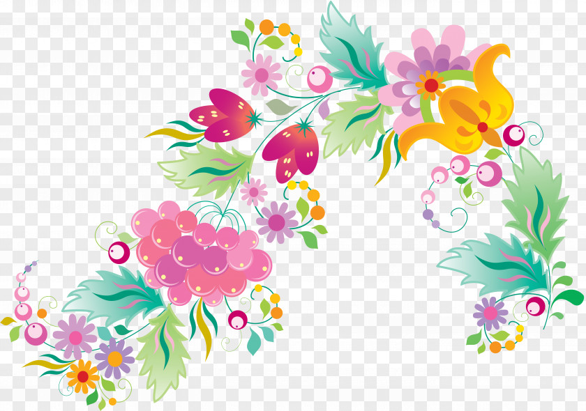Floral Painting Design Pattern PNG