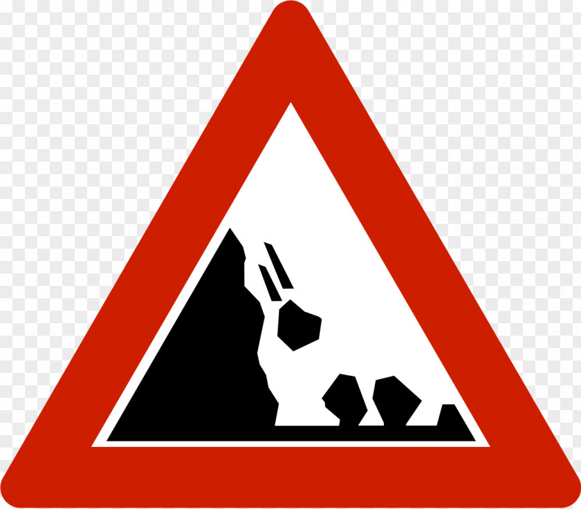 Road Warning Sign Landslide Traffic Hazard PNG
