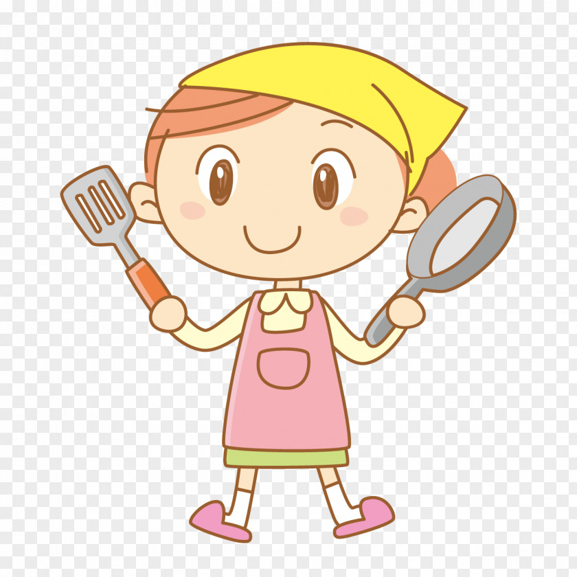 Cute Little Boy Kitchen Cooking Illustration PNG