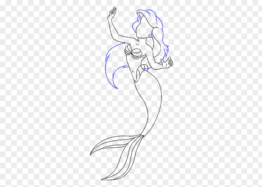 Mermaid Ariel Drawing Sketch PNG