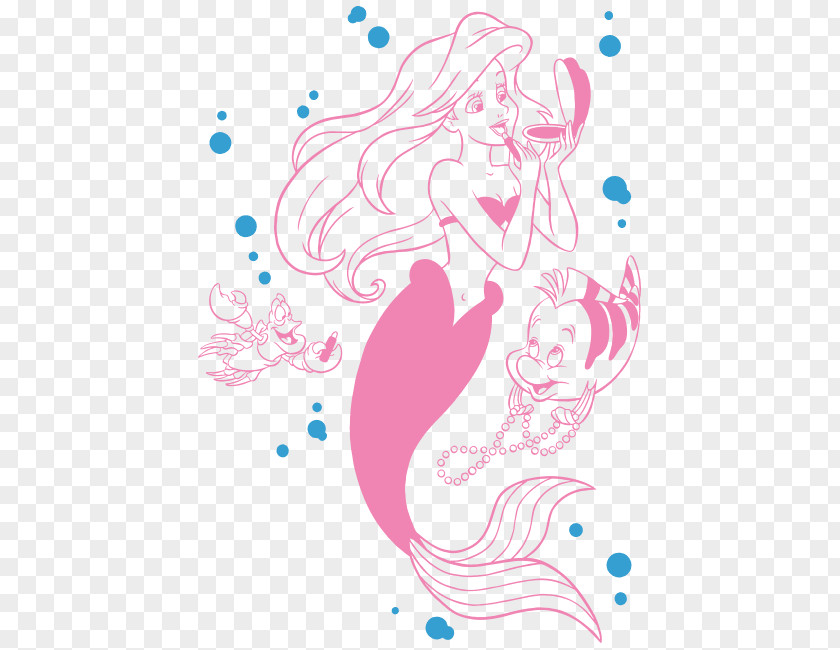 Mermaid Ariel Phonograph Record Flounder Sticker PNG