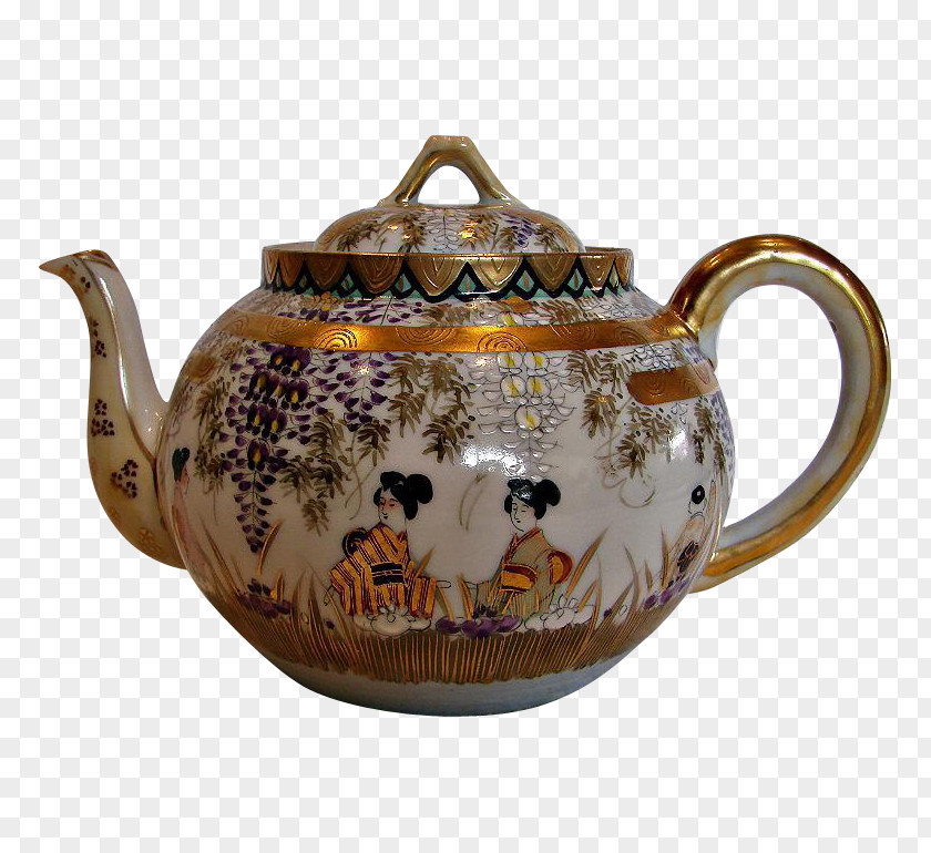 Hand Painted Teapot Kettle Ceramic Pottery Tennessee PNG