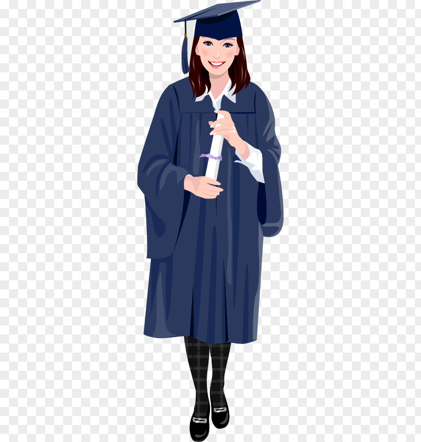 Bachelor Wearing Blue Dress Girls Graduation Vector Material Ceremony Stock Photography Illustration PNG