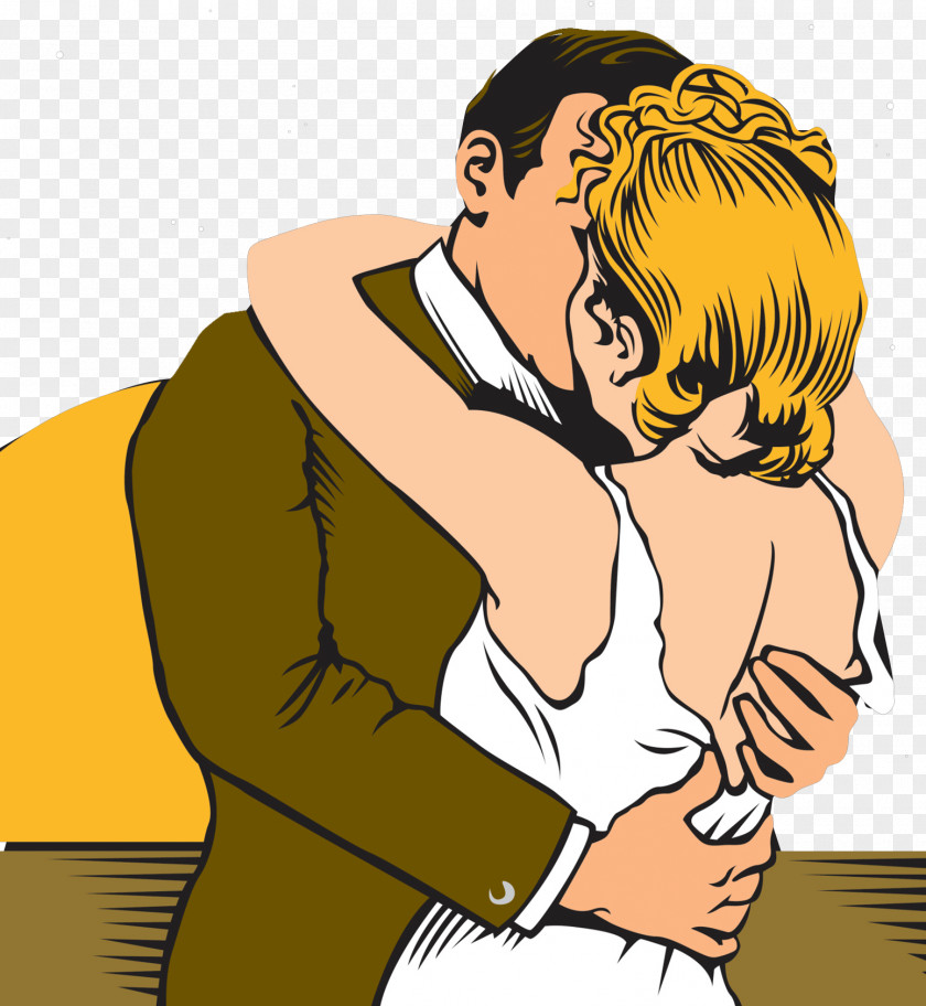 Sweet And Female Kissing Kiss Man Hug Illustration PNG