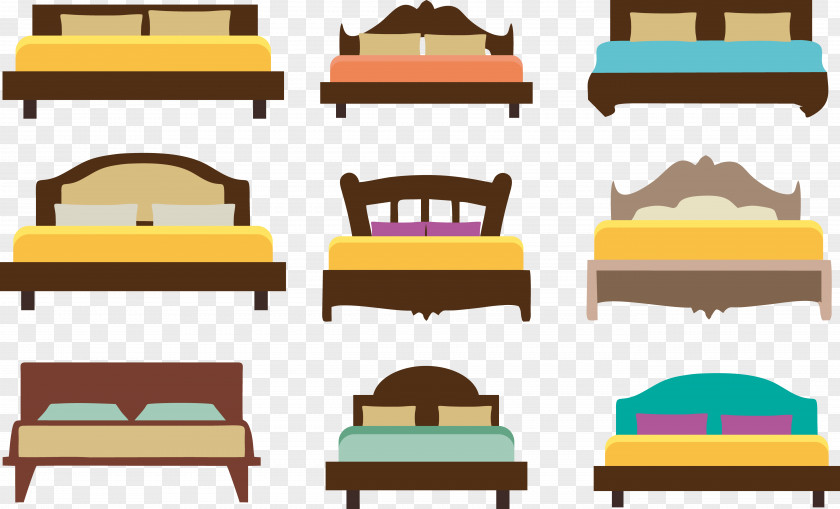 Double Bed Set Table Sheet Furniture PNG