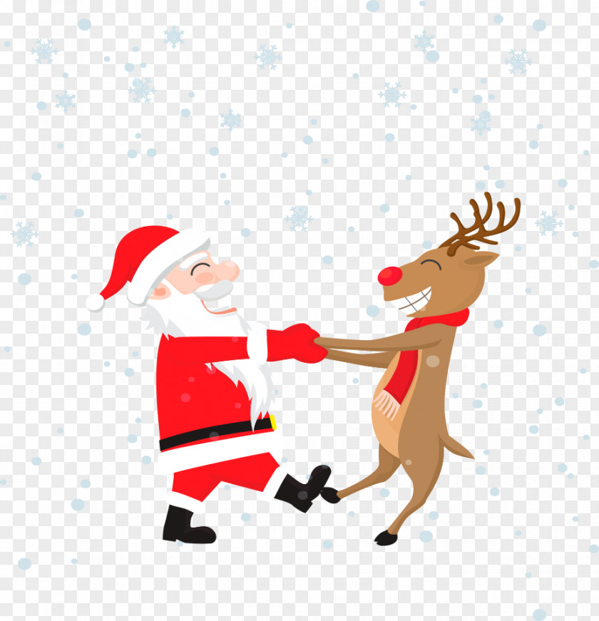Vector Santa Claus With Elk Rudolph Wedding Invitation Christmas Greeting Card PNG