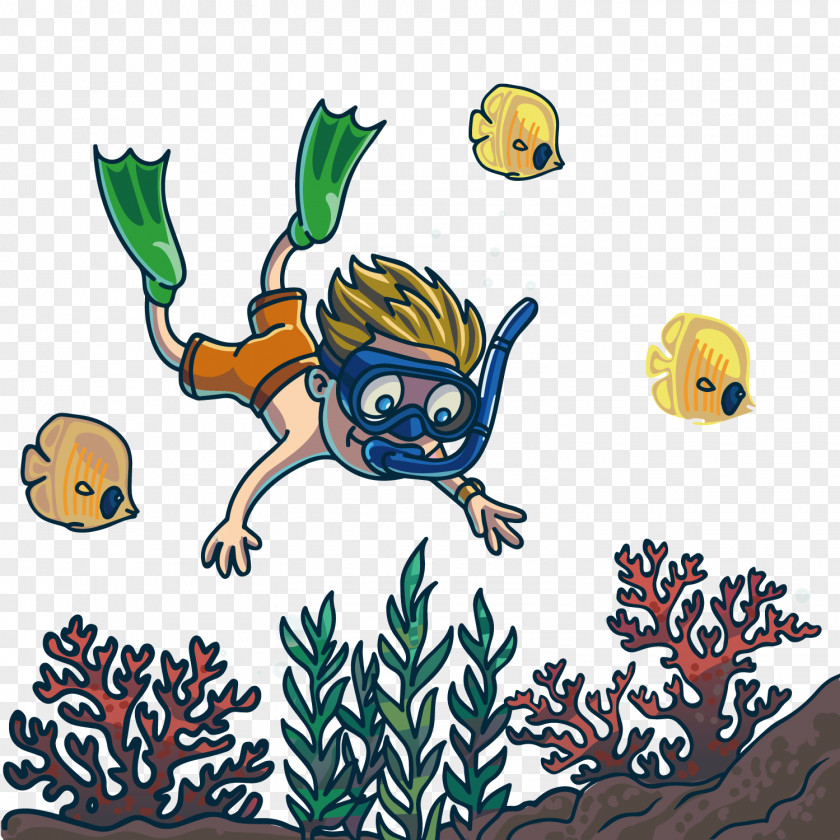 Diving Children Scuba Mask Cartoon Snorkeling PNG