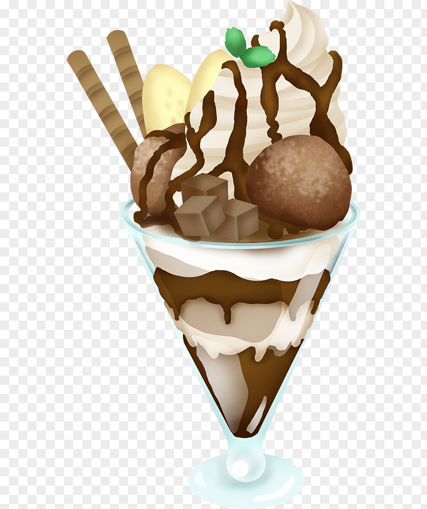 Hand-painted Food Ice Cream Sundae Gelato Dame Blanche PNG