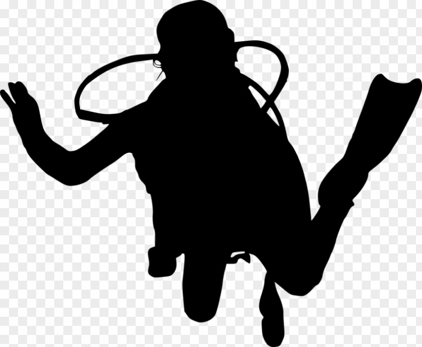 Silhouette Underwater Diving Scuba Set Clip Art PNG