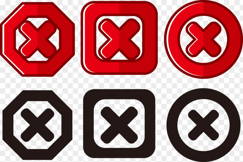 Red Cross On Black Symbol Check Mark Icon PNG