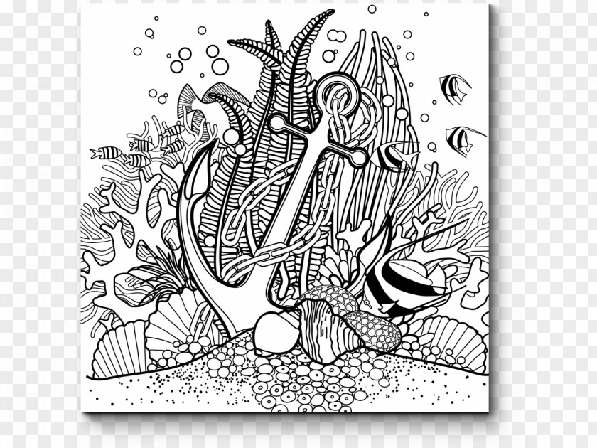 Sea Coral Reef Drawing Coloring Book PNG