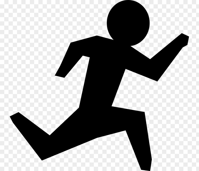 Running Person Black And White Cartoon Clip Art PNG