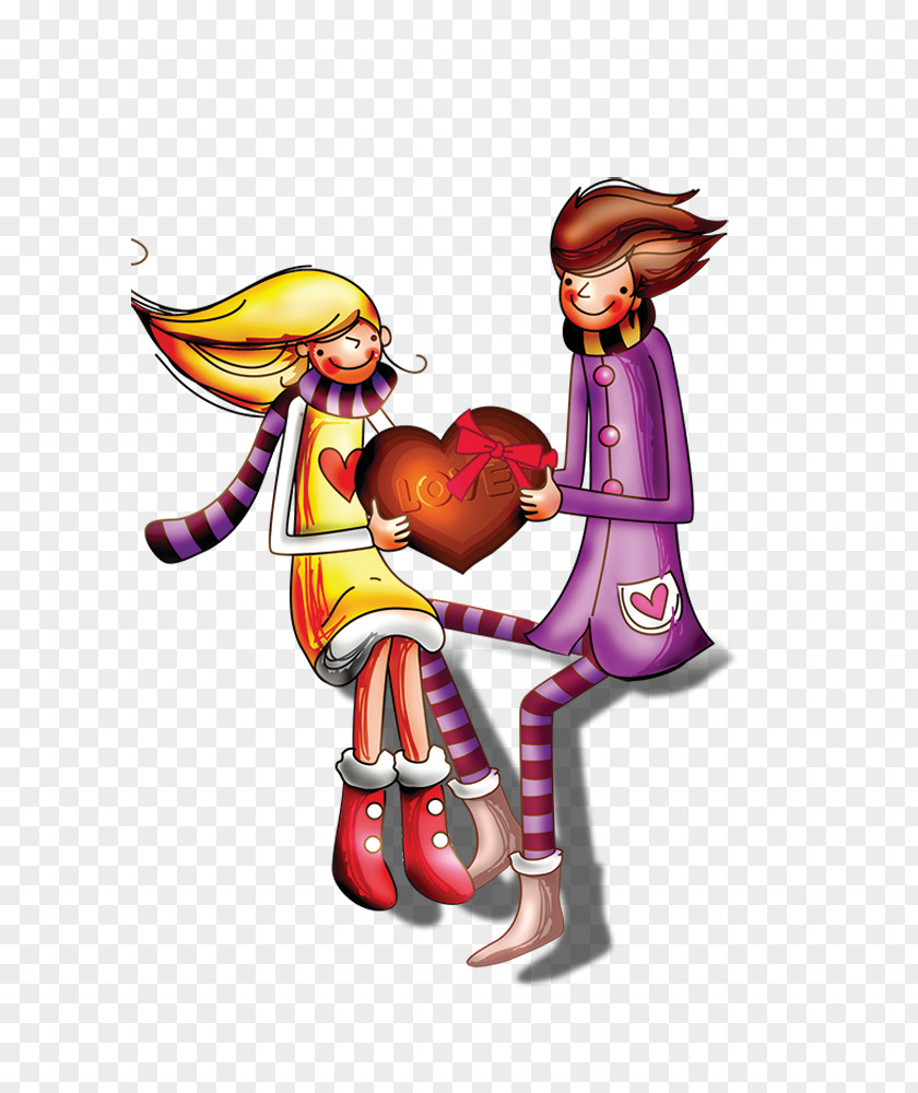 Couple Heart Cartoon PNG