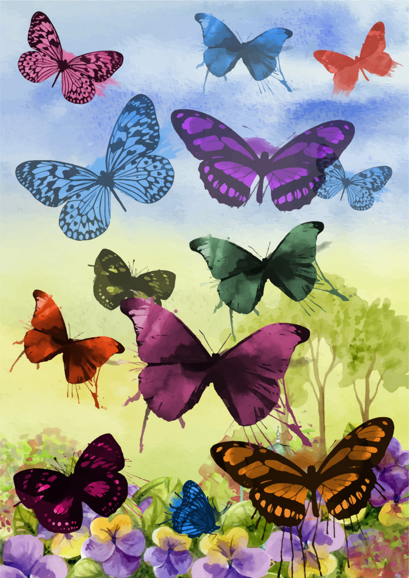 Watercolor Butterfly Painting Art PNG