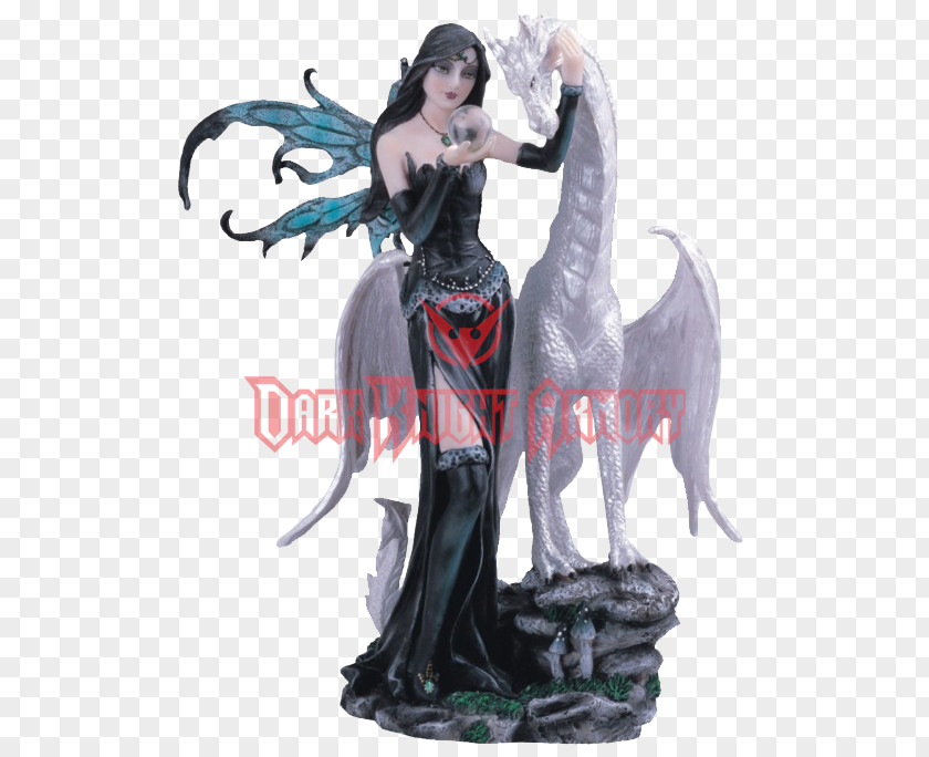 Fairy Statue White Dragon Figurine PNG