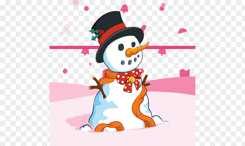 Pink Cute Snowman Winter Clip Art PNG