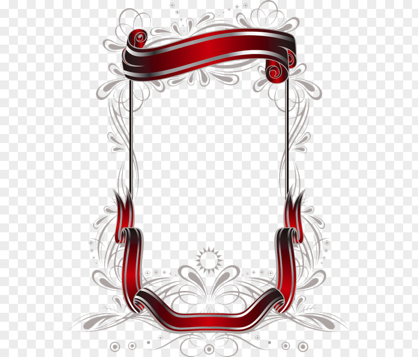 Red Ribbon Decoration Border Clip Art PNG