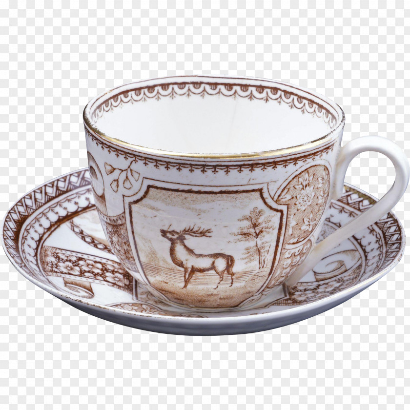 Cup Coffee Saucer Porcelain Teacup Transferware PNG