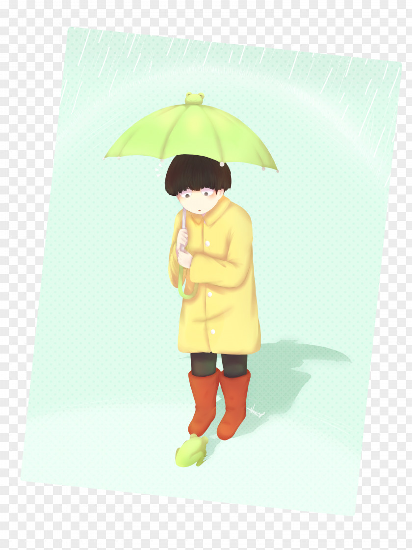 Umbrella Cartoon Green Child PNG