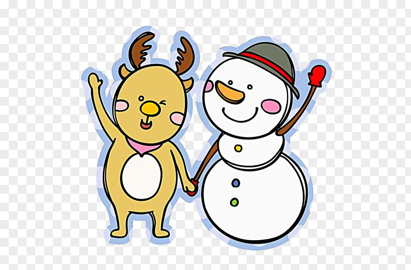 Hand-painted Deer And Snowman Clip Art PNG
