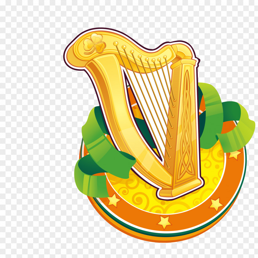 St. Patrick's Day Element Vector Ireland Saint Patricks Celtic Harp Symbol PNG