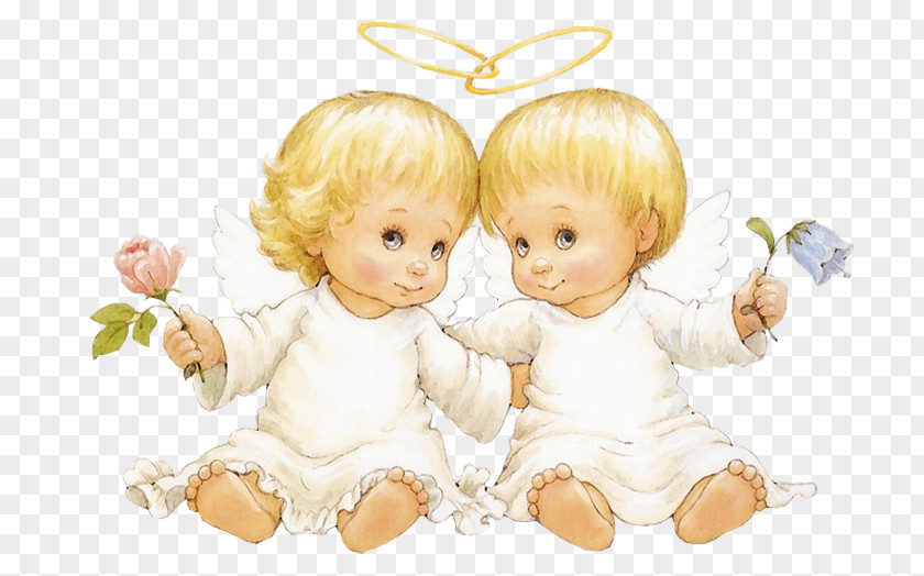 Two Baby Angels With Flowers Free Clipart Angel Infant Clip Art PNG