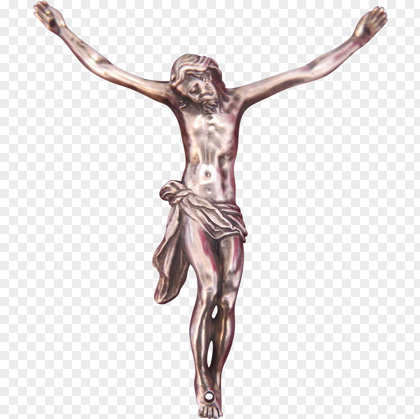 Crucifixion 19th Century Silver Christian Cross PNG