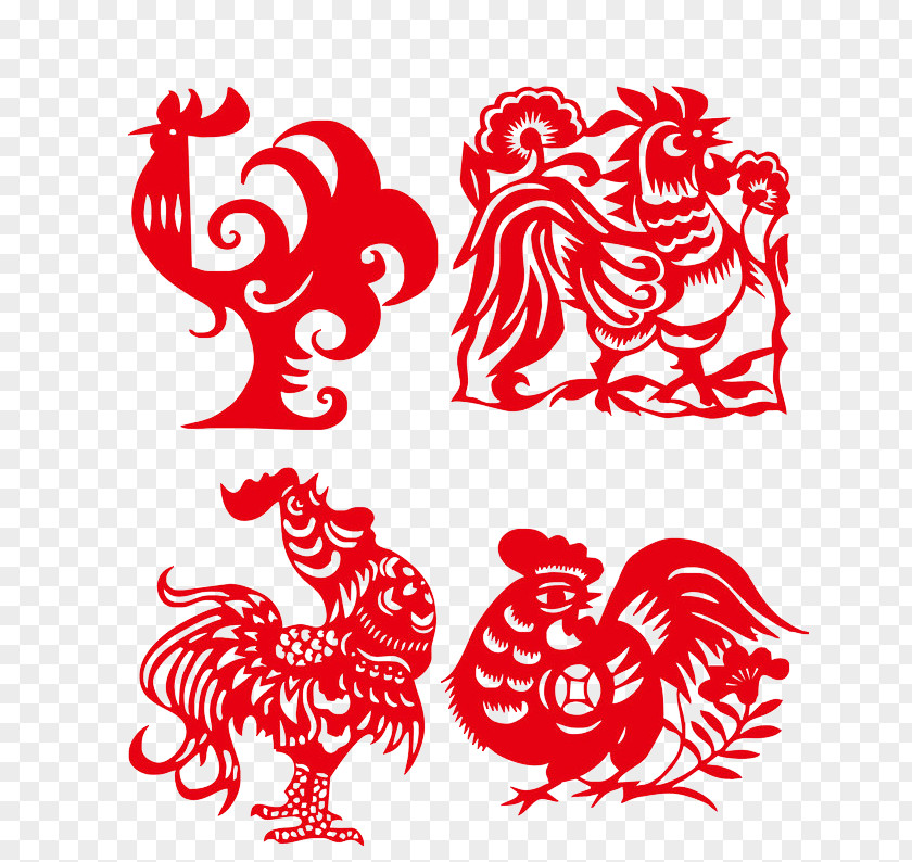 Paper-cut Cock Papercutting Rooster Gratis PNG