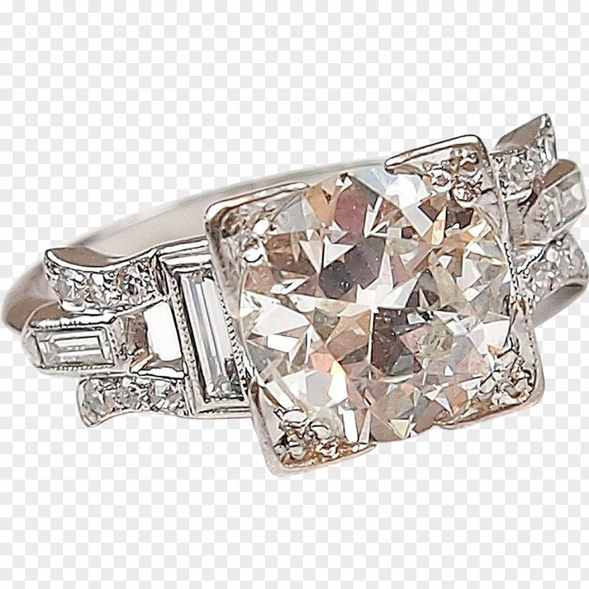 Ring Engagement Jewellery Art Deco Diamond Cut PNG