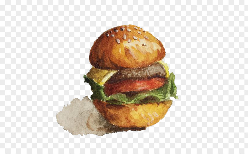 Watercolor Burger Slider Hamburger Cheeseburger Buffalo Breakfast Sandwich PNG