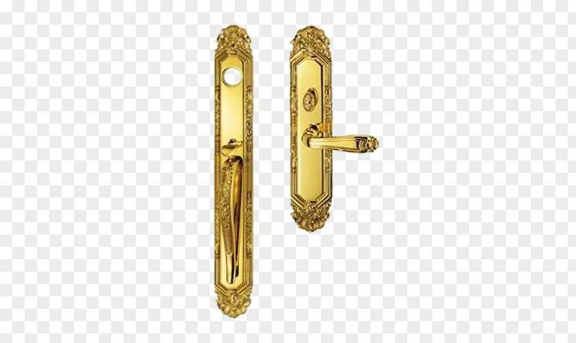 Brass Door Handle Lock Window PNG