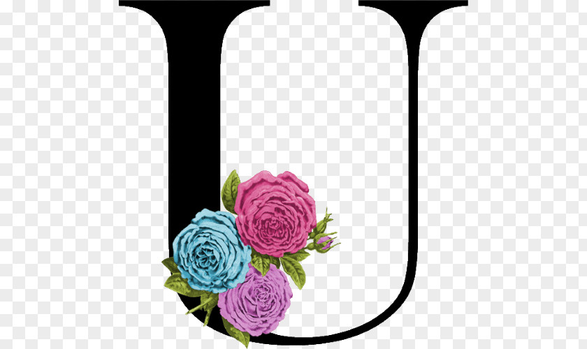 Flower Garden Roses Decorative Letters Floral Design Alphabet PNG