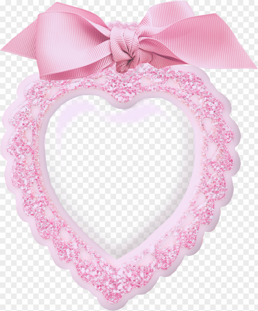 Pink Ribbon Heart Frame Picture Wallpaper PNG