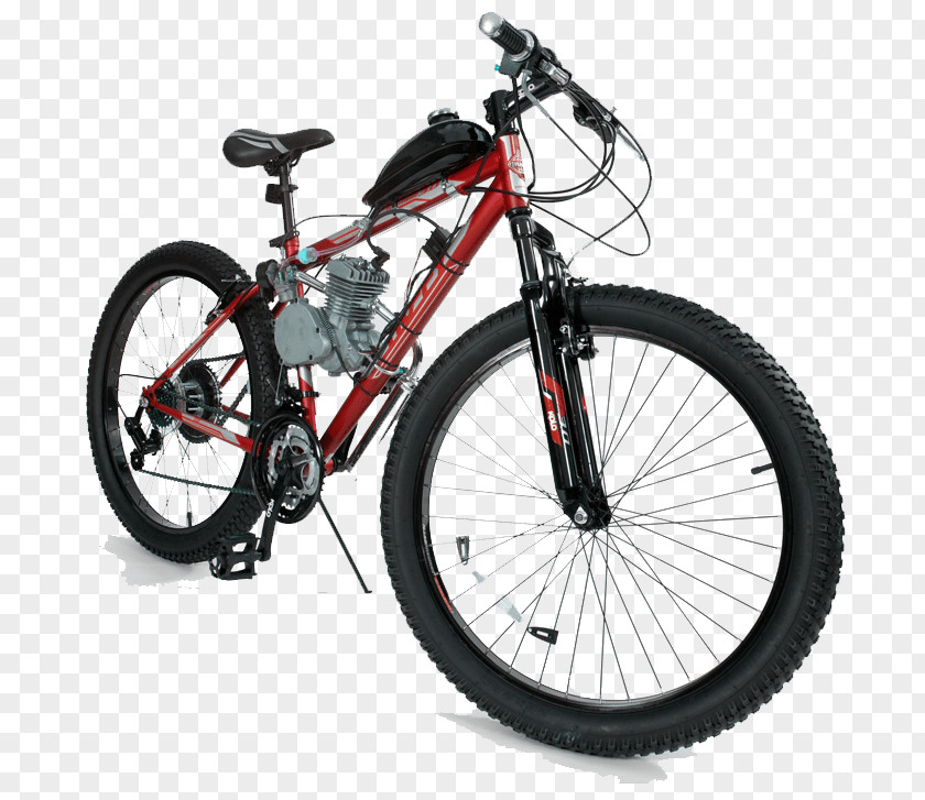 Red Motorcycle Motorized Bicycle Electric Mountain Bike PNG