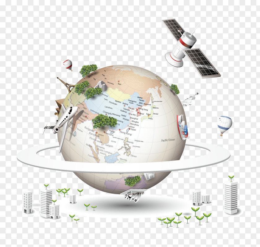 Technological Sense Earth Natural Satellite Icon PNG