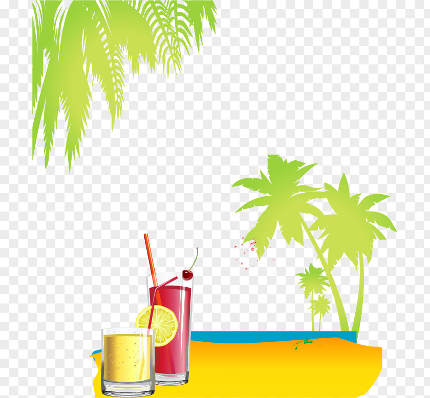 Vector Beach Scenery Juice Clip Art PNG