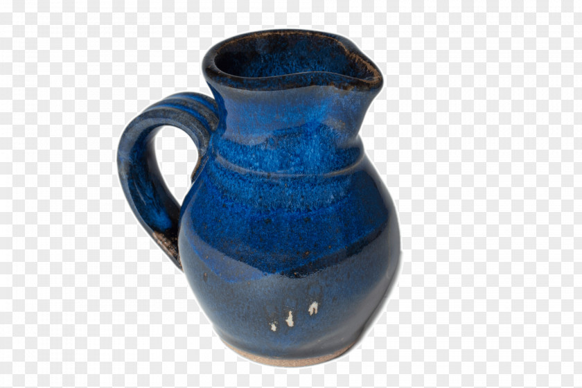 Pretty Separator Jug Ceramic Vase Pottery Cobalt Blue PNG
