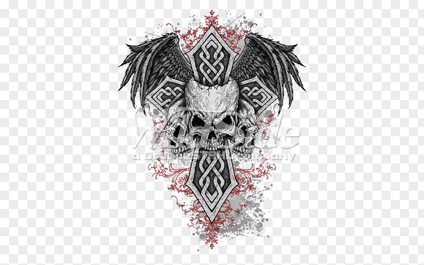 Rock Roll Skull Symbol Cross Pattern PNG