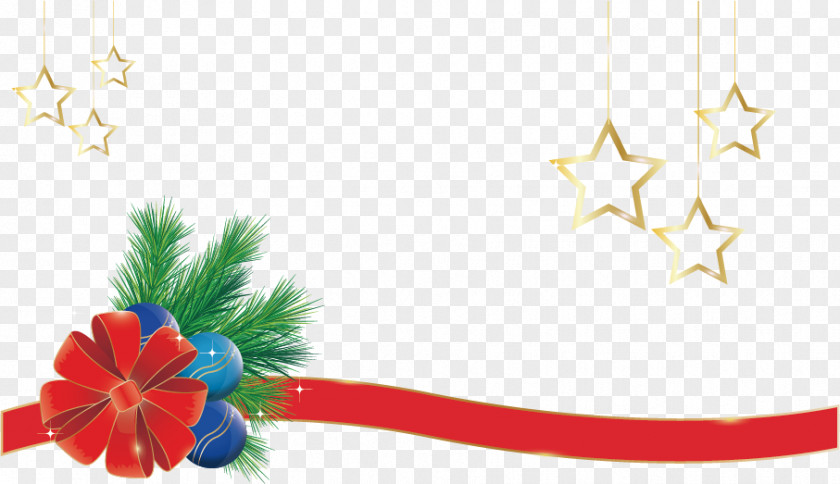 Vector Red Ribbon Stars Christmas Tree PNG