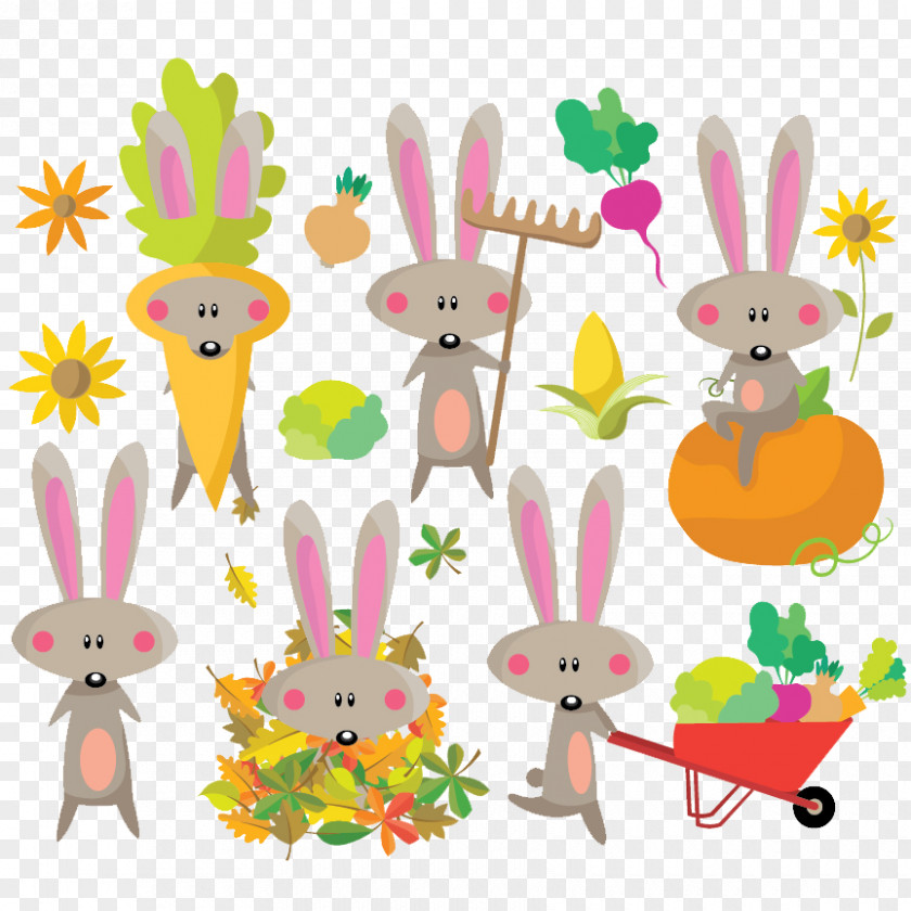 Cute Bunny Dress Autumn Easter Rabbit Clip Art PNG