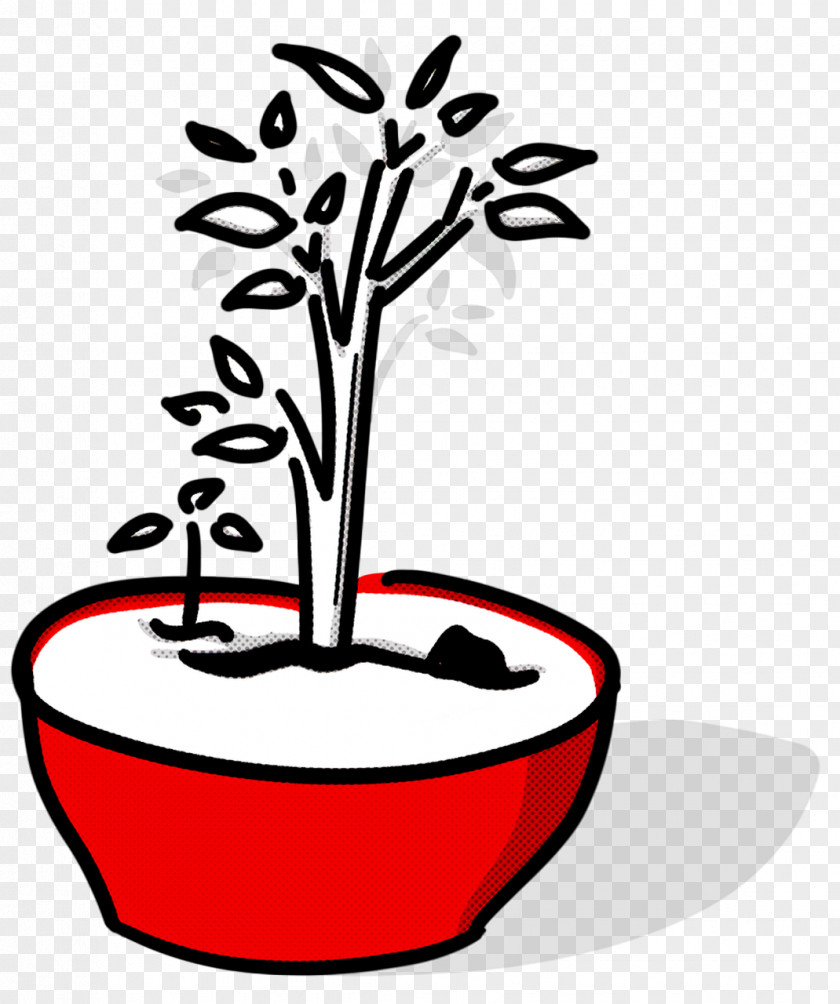 Flower Plant Stem Line Art Flowerpot Tree PNG