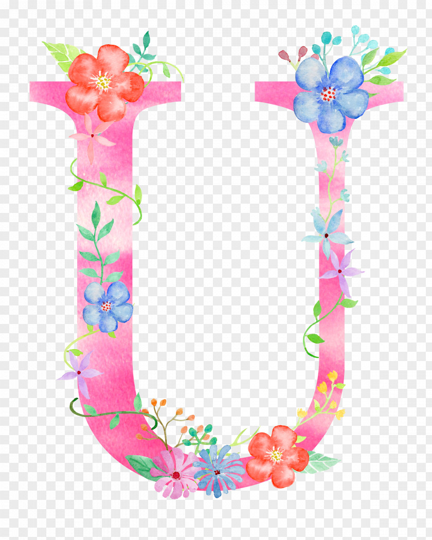 Flowers Letter U Font PNG