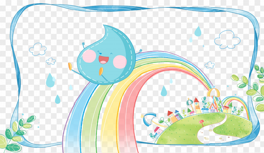 Rainbow Water Drops Drop Cartoon Illustration PNG