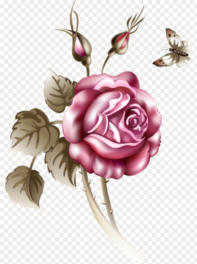 Retro Rose Paper Label Painting Ornament PNG